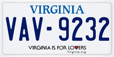 VA license plate VAV9232