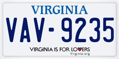 VA license plate VAV9235