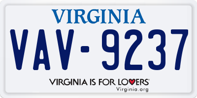 VA license plate VAV9237