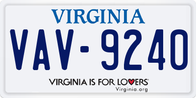 VA license plate VAV9240