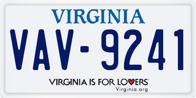 VA license plate VAV9241