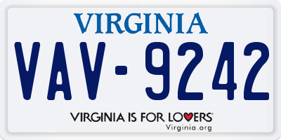 VA license plate VAV9242