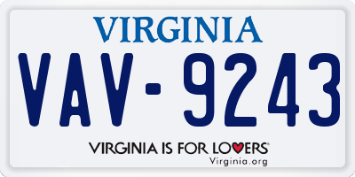 VA license plate VAV9243