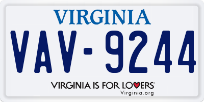 VA license plate VAV9244
