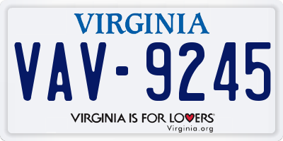 VA license plate VAV9245