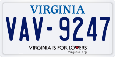 VA license plate VAV9247