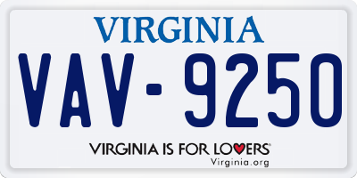 VA license plate VAV9250