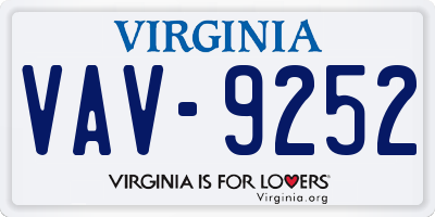 VA license plate VAV9252