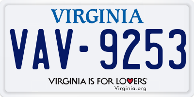 VA license plate VAV9253
