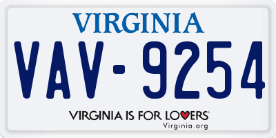 VA license plate VAV9254