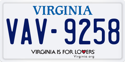 VA license plate VAV9258