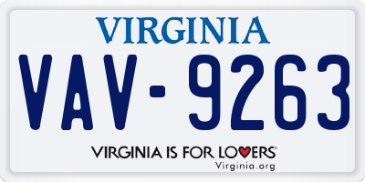 VA license plate VAV9263
