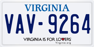 VA license plate VAV9264