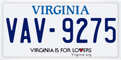 VA license plate VAV9275