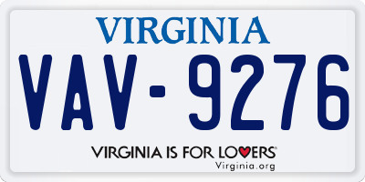 VA license plate VAV9276