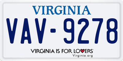 VA license plate VAV9278