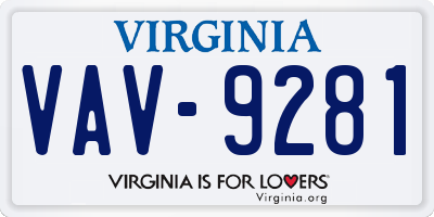 VA license plate VAV9281