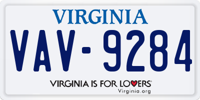 VA license plate VAV9284