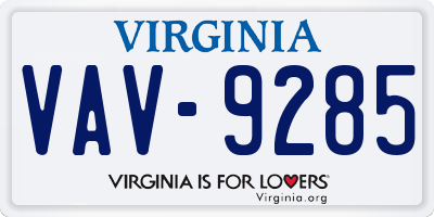 VA license plate VAV9285
