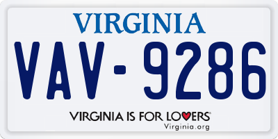 VA license plate VAV9286