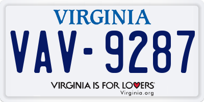VA license plate VAV9287