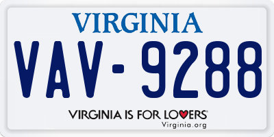 VA license plate VAV9288