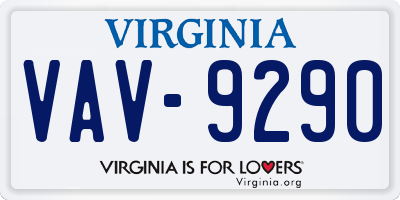 VA license plate VAV9290