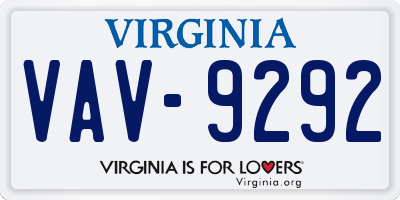 VA license plate VAV9292