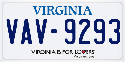 VA license plate VAV9293