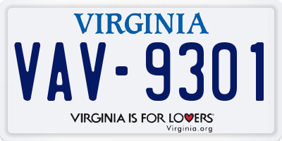 VA license plate VAV9301