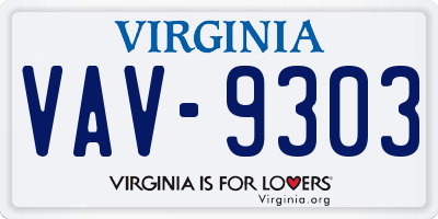 VA license plate VAV9303