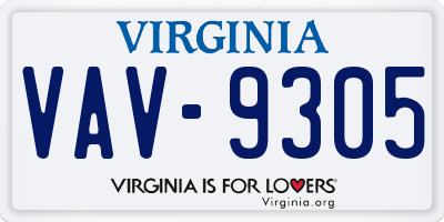 VA license plate VAV9305