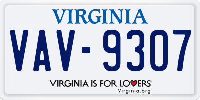 VA license plate VAV9307