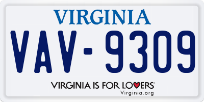 VA license plate VAV9309