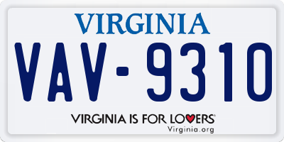 VA license plate VAV9310