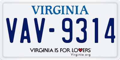 VA license plate VAV9314