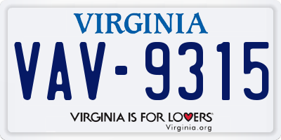 VA license plate VAV9315