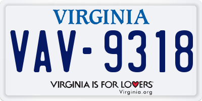 VA license plate VAV9318