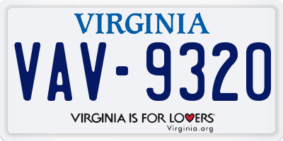 VA license plate VAV9320