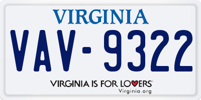 VA license plate VAV9322