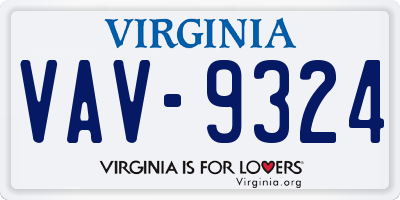 VA license plate VAV9324
