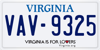 VA license plate VAV9325