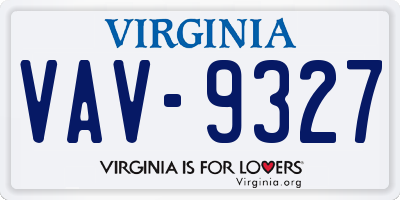VA license plate VAV9327