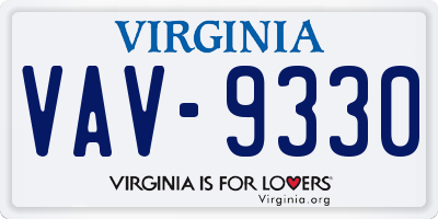 VA license plate VAV9330
