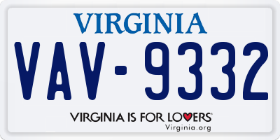VA license plate VAV9332