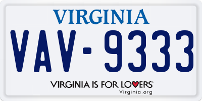VA license plate VAV9333