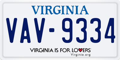 VA license plate VAV9334
