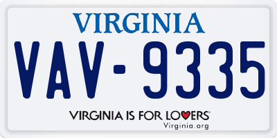 VA license plate VAV9335