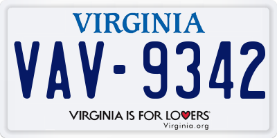 VA license plate VAV9342