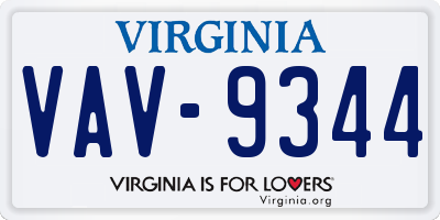 VA license plate VAV9344